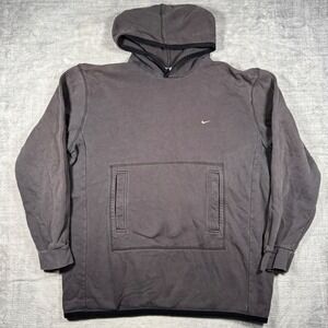 Nike Sweatshirt Mens Large Charcoal Black Faded Hoodie Swoosh Vintage Y2K Tech